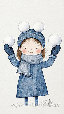 JPG 모자 여자 행복 어린이 장갑 겨울 일러스트 털모자 한명 미소 들기 소녀 목도리 남색 손그림 눈덩이 소녀한명만 동심 국내일러스트 AI일러스트 AI콘텐츠 모자_잡화 1 잡화 계절 감정 컬러 모션 눈_날씨 표정 사람 여자한명만 소녀만 파일형식