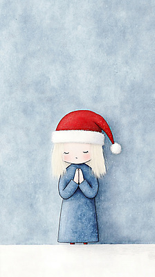 JPG 여자 어린이 크리스마스 겨울 일러스트 산타모자 동화 한명 소녀 파란색 눈감음 희망 기도 손그림 손모으기 소녀한명만 국내일러스트 AI일러스트 AI콘텐츠 모자_잡화 1 계절 기념일 감정 컬러 모션 사람 손짓 여자한명만 소녀만 파일형식