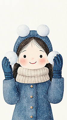 JPG 여자 행복 어린이 장갑 겨울 일러스트 털모자 한명 미소 소녀 상반신 파란색 목도리 눈 남색 손그림 눈덩이 소녀한명만 국내일러스트 AI일러스트 AI콘텐츠 자연요소 모자_잡화 1 잡화 계절 감정 컬러 날씨 눈_날씨 표정 사람 여자한명만 소녀만 파일형식