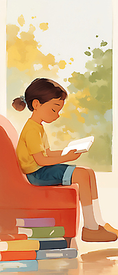 JPG 전신 여자 어린이 일러스트 창문 따뜻함 한명 앉기 소녀 취미 책 소파 독서 햇빛 평화 집중 창가 소녀한명만 국내일러스트 AI일러스트 AI콘텐츠 1 컨셉 의자 모션 사람 태양 여자한명만 소녀만 파일형식