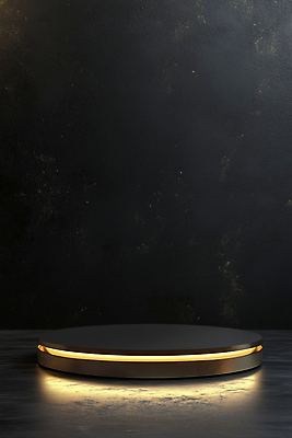 JPG 편집 편집이미지 조명 실내 사람없음 빛 검은색 금색 원형 황금 합성 단상 포디움 편집실사 AI포토 AI콘텐츠 도형 컬러 내부 무대 CG 파일형식
