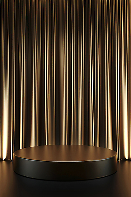 JPG 편집 편집이미지 실내 사람없음 검은색 금색 커튼 원형 황금 합성 단상 포디움 편집실사 AI포토 AI콘텐츠 도형 컬러 내부 무대 CG 파일형식