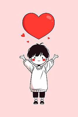 전신 PSD 남자 어린이 분홍색 일러스트 사랑 한명 미소 소년 만세 하트 소년한명만 국내일러스트 모양 1 감정 컬러 모션 표정 사람 남자한명만 소년만 파일형식