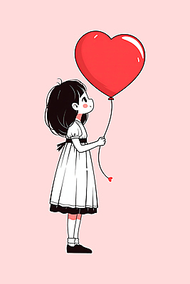 전신 PSD 여자 어린이 분홍색 일러스트 사랑 한명 미소 소녀 잡기 하트풍선 소녀한명만 국내일러스트 1 감정 컬러 모션 표정 사람 하트 풍선 여자한명만 소녀만 파일형식