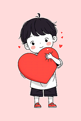 전신 PSD 남자 어린이 분홍색 일러스트 사랑 한명 미소 소년 하트 잡기 소년한명만 국내일러스트 모양 1 감정 컬러 모션 표정 사람 남자한명만 소년만 파일형식