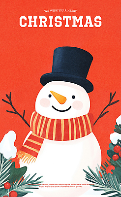 자연요소 식물 잡화 계절 기념일 컬러 날씨 파일형식 잎 열매 눈사람 크리스마스 겨울 눈 빨간색 PSD 일러스트 사람없음 목도리 국내일러스트