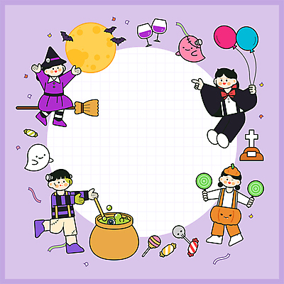 전신 여자 남자 어린이 일러스트 호박 사탕 소녀 소년 여러명 분장 와인 할로윈 보름달 무덤 메모지 원형 유령 마녀 박쥐 드라큘라 몬스터 프랑켄슈타인 어린이만 카피스페이스 국내일러스트 AI파일 도형 다수 채소 포유류 디저트 주류 사람 사무용품 공백 달 파일형식 벡터