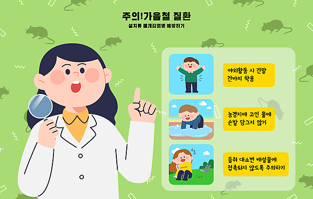 전신 여자 남자 어린이 일러스트 돋보기 소녀 소년 여러명 상반신 성인 초록색 가을 가리킴 바이러스 쥐 설치류 예방 감염 배변 증상 국내일러스트 매개감염병 AI파일 동물 계절 컬러 다수 사람 손짓 질병 파일형식 벡터