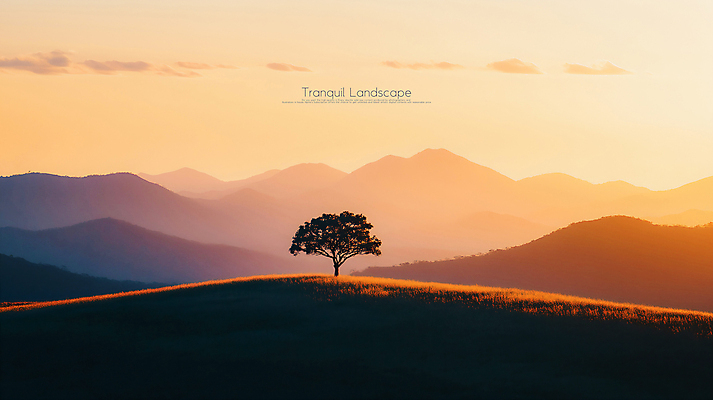 PSD 나무 편집이미지 실루엣 산 사람없음 고요 황혼 일몰 언덕 이미지편집 편집실사 식물 촬영기법 노을 CG 파일형식