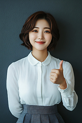 JPG 편집이미지 여자 응원 한명 미소 상반신 성인 앞모습 교사 디지털합성 따봉 칭찬 의료성형뷰티 성인여자한명만 편집실사 AI인물포토 AI콘텐츠 직업 1 뷰포인트 표정 사람 최고 CG 여자한명만 성인여자만 파일형식 AI포토