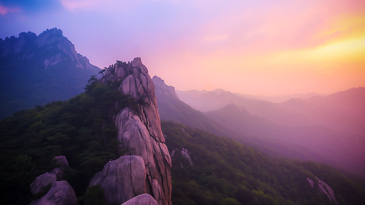 JPG 편집이미지 자연 산 풍경 사람없음 노을 등산 몽환 편집실사 AI포토 AI콘텐츠 자연요소 컨셉 트래킹 CG 생태계 파일형식