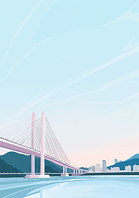 PSD 하늘색 일러스트 하늘 풍경 빌딩 사람없음 건물 강 도시 한강 감성 한강다리 가교 국내일러스트 건축물 컨셉 서울 파란색 다리_건축물 랜드마크 파일형식