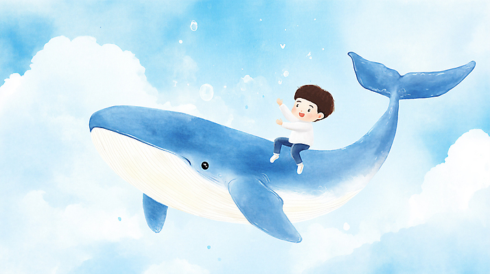 전신 PSD 구름 남자 어린이 바다 일러스트 붓터치 수채화 한명 소년 파란색 물방울 고래 공기방울 소년한명만 국내일러스트 자연요소 1 컬러 포유류 사람 수중동물 남자한명만 소년만 파일형식