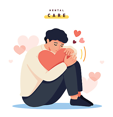 전신 남자 일러스트 안기 한명 앉기 성인 눈감음 하트 힐링 웅크림 치유 성인남자한명만 정신건강 정신건강의날 국내일러스트 AI파일 모양 1 기념일 모션 건강 사람 남자한명만 성인남자만 파일형식 벡터