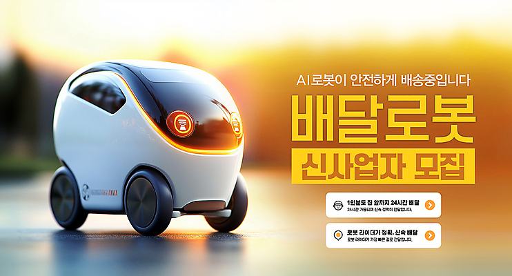 PSD 편집이미지 산업 자동차 사람없음 로봇 배송 시스템 모집 24시간 자동 AI_인공지능 이미지편집 육상교통 시간 파일형식