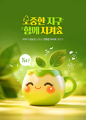 PSD 편집이미지 캐릭터 지구 자연 나뭇잎 사람없음 라이프 컵 초록색 소중 에코 친환경 이미지편집 식기 컬러 컨셉 잎 생활 환경 생태계 파일형식