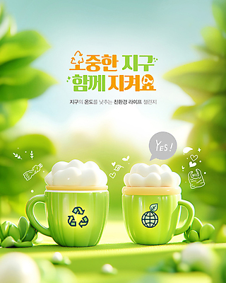PSD 편집이미지 캐릭터 지구 자연 나뭇잎 사람없음 라이프 컵 초록색 소중 에코 친환경 재활용표시 이미지편집 식기 컬러 컨셉 잎 표시 생활 환경 재활용 생태계 파일형식