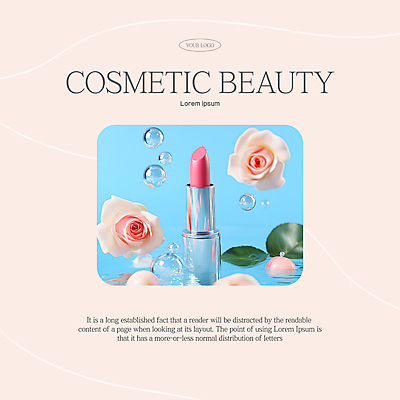 템플릿 선 나뭇잎 사람없음 뷰티 장미 화장품 립스틱 공기방울 베이지색 이미지템플릿 AI파일 꽃 컬러 잎 파일형식 벡터