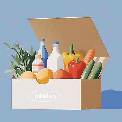 PSD 음식 채소 과일 일러스트 식재료 오이 파프리카 사람없음 파란색 쇼핑 장보기 당근 신선 오일 배송 택배상자 국내일러스트 컬러 뿌리채소 상자 화장품 택배 파일형식
