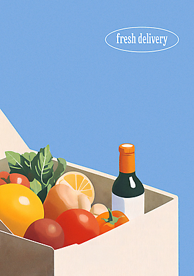 PSD 음식 토마토 채소 과일 일러스트 식재료 사람없음 파란색 쇼핑 장보기 신선 오일 배송 택배상자 국내일러스트 컬러 상자 화장품 택배 파일형식