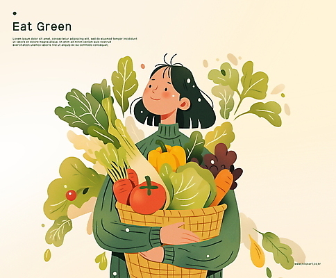 PSD 여자 토마토 일러스트 파프리카 건강 한명 미소 들기 상반신 성인 초록색 농작물 바구니 당근 식생활 식습관 성인여자한명만 국내일러스트 1 컬러 농업 채소 모션 뿌리채소 표정 사람 여자한명만 성인여자만 파일형식