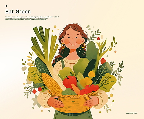PSD 여자 토마토 일러스트 건강 옥수수 한명 미소 들기 상반신 성인 초록색 농작물 바구니 사과 파 식생활 식습관 성인여자한명만 국내일러스트 1 컬러 농업 채소 과일 모션 곡류 표정 사람 여자한명만 성인여자만 파일형식
