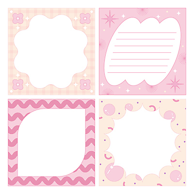 분홍색 꽃무늬 일러스트 문구용품 프레임 사람없음 반짝임 메모지 체크무늬 심플 팬시 물결무늬 카피스페이스 다꾸 키치 국내일러스트 AI파일 꽃 물결 컬러 컨셉 무늬 모션 사무용품 공백 오브젝트 신조어 약어 파일형식 벡터
