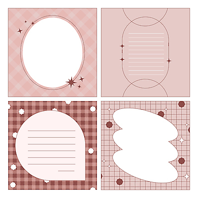 일러스트 문구용품 프레임 사람없음 메모지 체크무늬 심플 팬시 카피스페이스 버건디 다꾸 키치 국내일러스트 AI파일 컨셉 무늬 빨간색 사무용품 공백 오브젝트 신조어 약어 파일형식 벡터