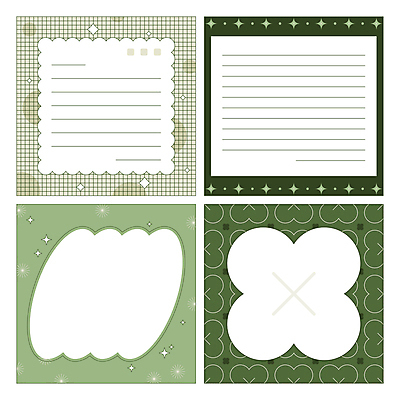 일러스트 문구용품 프레임 사람없음 초록색 메모지 네잎클로버 심플 팬시 카피스페이스 다꾸 키치 국내일러스트 AI파일 식물 컬러 컨셉 사무용품 공백 클로버 오브젝트 신조어 약어 파일형식 벡터