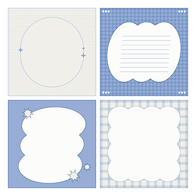 일러스트 문구용품 프레임 사람없음 파란색 메모지 체크무늬 심플 팬시 카피스페이스 다꾸 키치 국내일러스트 AI파일 컬러 컨셉 무늬 사무용품 공백 오브젝트 신조어 약어 파일형식 벡터