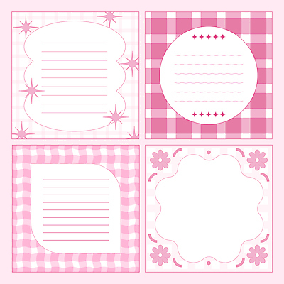 분홍색 일러스트 문구용품 프레임 사람없음 메모지 체크무늬 심플 팬시 카피스페이스 다꾸 키치 국내일러스트 AI파일 컬러 컨셉 무늬 사무용품 공백 오브젝트 신조어 약어 파일형식 벡터