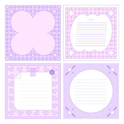 일러스트 문구용품 프레임 사람없음 보라색 하트 메모지 체크무늬 심플 팬시 이모티콘 카피스페이스 다꾸 키치 국내일러스트 AI파일 모양 컬러 컨셉 무늬 사무용품 공백 오브젝트 신조어 약어 파일형식 벡터