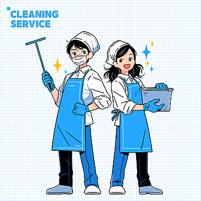 전신 여자 남자 인물캐릭터 유니폼 일러스트 가정 직업캐릭터 서기 들기 성인 두명 파란색 앞치마 청소도구 청소 양동이 서비스 청소부 성인만 일러캐릭터 AI파일 직업 캐릭터 옷 컬러 모션 사람 도구 파일형식 벡터
