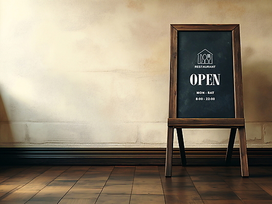 PSD 편집이미지 안내 간판 프레임 사람없음 상점 레스토랑 디지털합성 나무바닥 입간판 편집소스 영업시간 이미지편집 편집실사 바닥 식당 시간 CG 파일형식