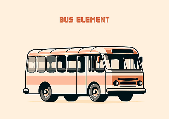 교통수단 여행 한대 일러스트 버스 대중교통 사람없음 갈색 빈티지 클래식 복고 엘리먼트 스타일 국내일러스트 AI파일 1 육상교통 컬러 교통 컨셉 파일형식 벡터