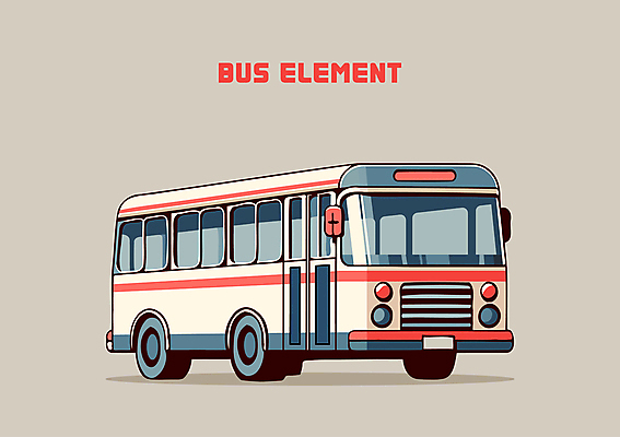 교통수단 한대 일러스트 버스 대중교통 사람없음 빨간색 파란색 빈티지 클래식 복고 엘리먼트 국내일러스트 AI파일 1 육상교통 컬러 교통 컨셉 파일형식 벡터