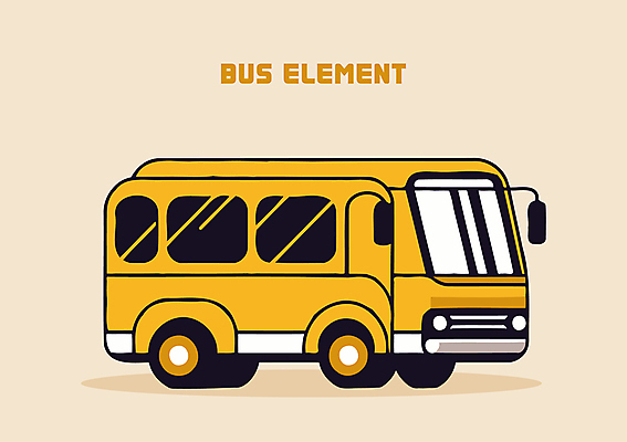 교통수단 한대 일러스트 버스 대중교통 사람없음 노란색 빈티지 클래식 복고 엘리먼트 국내일러스트 AI파일 1 육상교통 컬러 교통 컨셉 파일형식 벡터