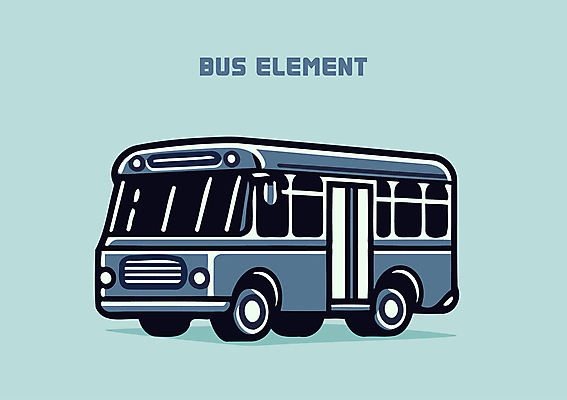 교통수단 한대 일러스트 버스 대중교통 사람없음 파란색 빈티지 클래식 엘리먼트 국내일러스트 AI파일 1 육상교통 컬러 교통 컨셉 파일형식 벡터