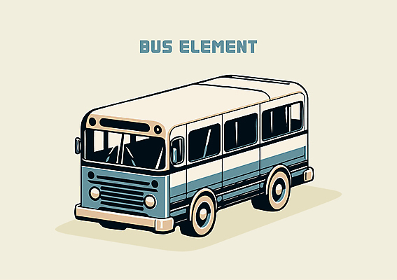 교통수단 한대 일러스트 버스 대중교통 사람없음 파란색 빈티지 클래식 엘리먼트 국내일러스트 AI파일 1 육상교통 컬러 교통 컨셉 파일형식 벡터