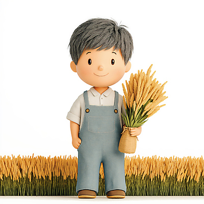 JPG 전신 남자 행복 농업 일러스트 한명 미소 성인 농장 수확 농부 밀 농업인의날 밀밭 성인남자한명만 국내일러스트 AI일러스트 AI콘텐츠 직업 1 기념일 감정 산업 밭 곡류 표정 사람 남자한명만 성인남자만 파일형식