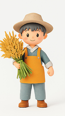 JPG 전신 남자 농업 일러스트 한명 미소 성인 수확 농부 밀 밀짚모자 농업인의날 성인남자한명만 국내일러스트 AI일러스트 AI콘텐츠 직업 모자_잡화 1 기념일 산업 곡류 표정 사람 남자한명만 성인남자만 파일형식