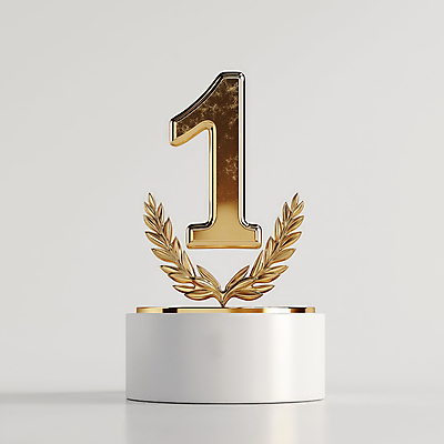 JPG 편집이미지 1 성공 기념 사람없음 3D 금색 우승 황금 트로피 단상 명예 시상 월계수 편집3D AI컴퓨터그래픽 AI콘텐츠 컬러 컨셉 최고 상_우승 디지털합성 파일형식