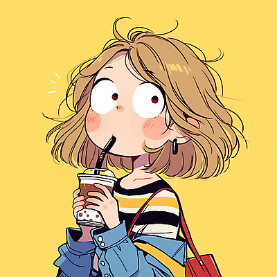 JPG 여자 음료 어린이 일러스트 한명 들기 소녀 상반신 금발 노란색 귀여움 마시기 단발머리 만화 청자켓 소녀한명만 국내일러스트 AI일러스트 AI콘텐츠 1 헤어스타일 컬러 컨셉 모션 사람 재킷 여자한명만 소녀만 파일형식