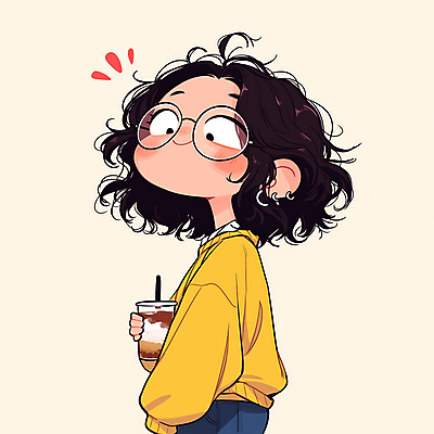 JPG 여자 안경 음료 어린이 일러스트 한명 미소 들기 소녀 상반신 노란색 귀여움 단발머리 만화 소녀한명만 국내일러스트 AI일러스트 AI콘텐츠 1 헤어스타일 잡화 컬러 컨셉 모션 표정 사람 여자한명만 소녀만 파일형식