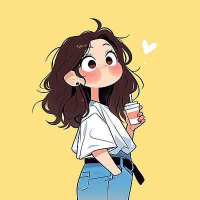 JPG 긴머리 여자 음료 어린이 일러스트 한명 들기 소녀 상반신 노란색 귀여움 만화 주머니손 소녀한명만 국내일러스트 AI일러스트 AI콘텐츠 1 헤어스타일 컬러 컨셉 모션 사람 여자한명만 소녀만 파일형식
