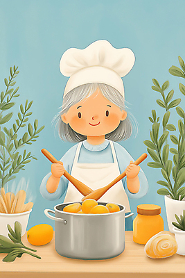 JPG 여자 노년 행복 할머니 채소 일러스트 감자 건강 요리사모자 요리 한명 미소 상반신 주방 냄비 나무숟가락 건강식 노인여자한명만 국내일러스트 AI일러스트 AI콘텐츠 모자_잡화 1 감정 음식 표정 사람 성인 숟가락 요리사 솥 여자한명만 노인여자만 파일형식
