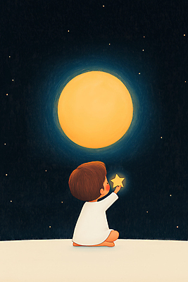 JPG 전신 여자 별 어린이 일러스트 밤하늘 동화 한명 들기 소녀 잔디 빛 어둠 고요 꿈 보름달 달빛 소녀한명만 동심 국내일러스트 AI일러스트 AI콘텐츠 자연요소 식물 1 모션 하늘 사람 달 야간 여자한명만 소녀만 파일형식