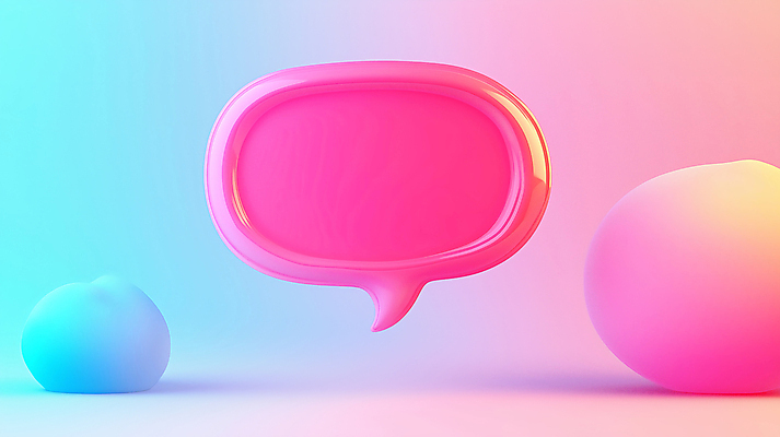 JPG 편집이미지 분홍색 하늘색 말풍선 사람없음 그래픽 3D 원형 편집3D AI컴퓨터그래픽 AI콘텐츠 도형 컬러 파란색 디지털합성 파일형식