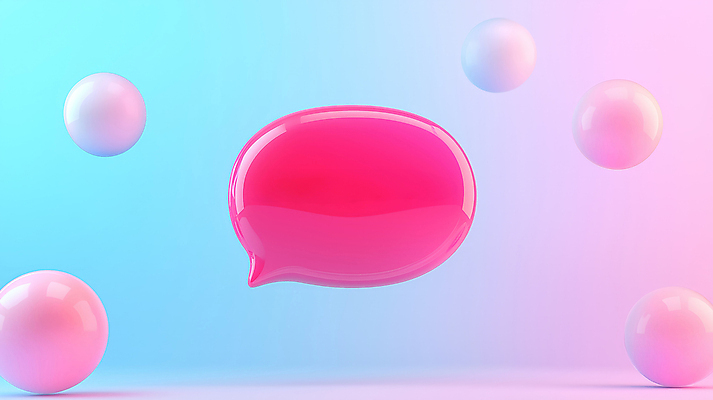 JPG 편집이미지 분홍색 하늘색 말풍선 사람없음 그래픽 3D 원형 편집3D AI컴퓨터그래픽 AI콘텐츠 도형 컬러 파란색 디지털합성 파일형식