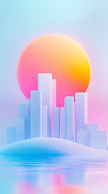 JPG 편집이미지 바다 빌딩 사람없음 건물 컬러풀 햇빛 태양 반사 일출 도시 편집실사 AI컴퓨터그래픽 AI콘텐츠 자연요소 건축물 컬러 노을 CG 파일형식
